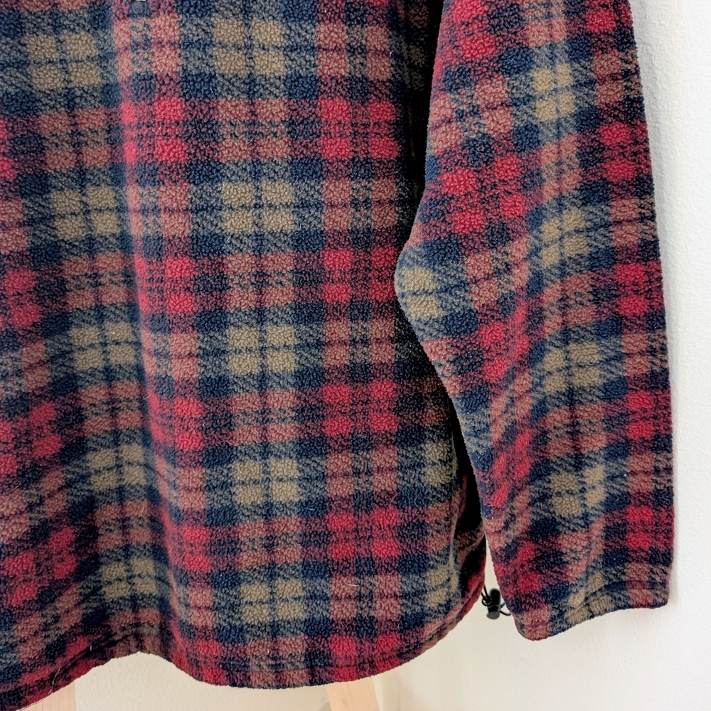 Vintage Eddie Bauer Plaid Collared Quarter-Zip Pullover Fleece Jacket In Red/Tan - Picture 5 of 8